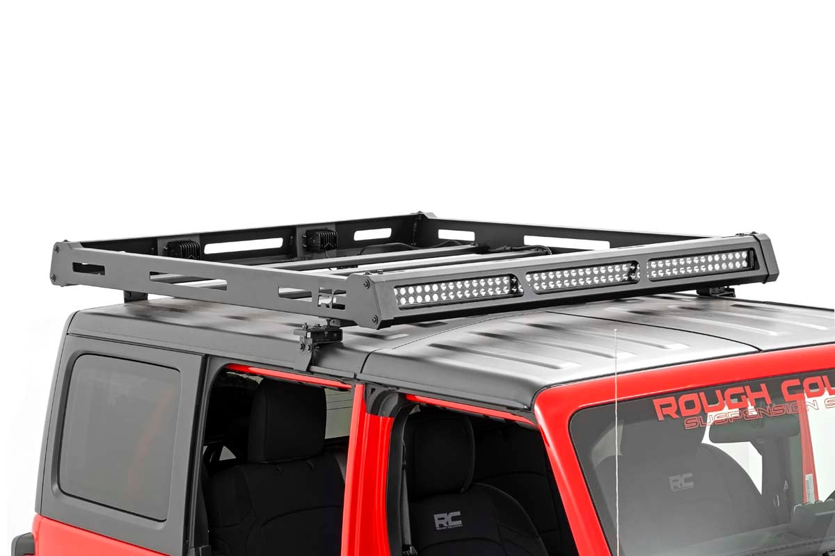 Jeep Wrangler Unlimited Roof Rack - Rough Country - Rough Country - Black - '18-'25